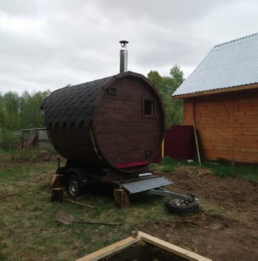 Монтаж бани-бочки №413 от 23.04.2021 в Миассе