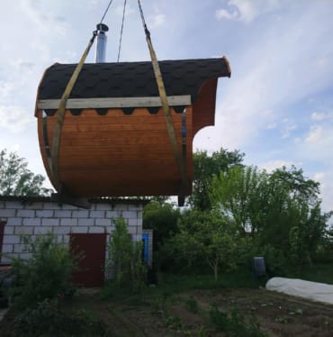 Купить баню бочку № 497 в Миассе по цене от 376649 руб. цена в Миассе от 376 649 руб.